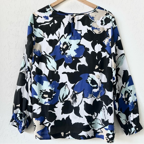 Liz Claiborne Blouse with built in Cami, Blue, Black and White, Size L - Picture 10 of 11